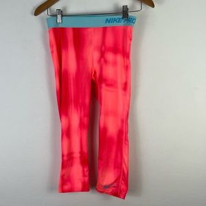 Nike Pro Girls Leggings Pink Size XL tie dye pink